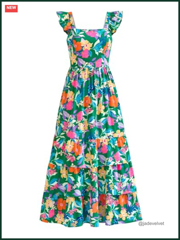 Floral Maxi Dress Smocked Tiered A-Line Boho Beach Sun Dress With Pockets